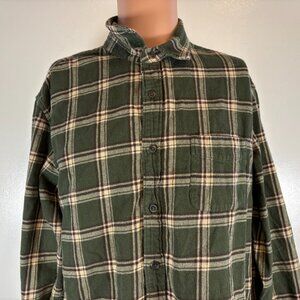 J Crew Flannel Shirt Mens Size XL Plaid Button Up Classic Fit Green Long Sleeve